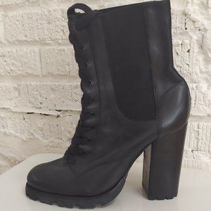 BLACK HIGH HEELED COMBAT BOOTS SCHUTZ